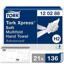 Tork Xpress Large Multifold Hand Towels H2 White Case 2856