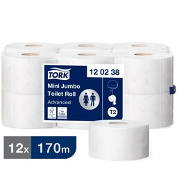 Tork Mini Jumbo Toilet Paper Roll T2 White 170M