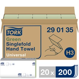Tork Singlefold Hand Towel H3 Green 200 Sheet