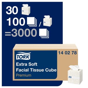 Tork Soft Facial Tissue Cube Box White Case 3000