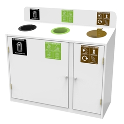 3 Way Recycling Station White
