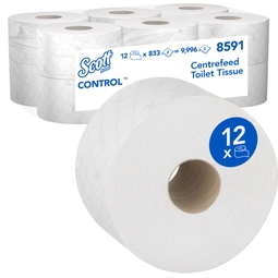 Scott Control Toilet Tissue Centrefeed Roll White 204M