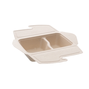 Sabert BePulp Rectangular Meal Box To Go With Two Compartments 800ML