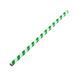 Sustain Paper Straw Individually Wrapped Green and White Stripe 8MM