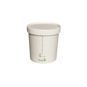 Sustain Soup Container & Board Lid White 12OZ