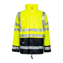 Lyngsoe Rainwear Hi-Vis Winter Rain Jacket Yellow and Navy Medium