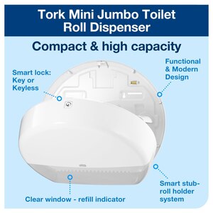 Tork Mini Jumbo Toilet Roll Dispenser T2 White