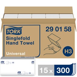 Tork Singlefold Hand Towels H3 White Case 4500