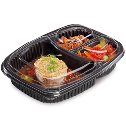 Cookipak Food Container 3 Compartment Black 36OZ