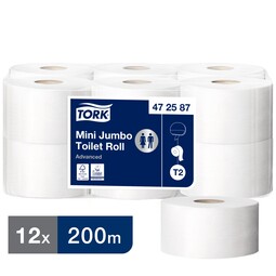 Tork Mini Jumbo Toilet Paper Roll T2 White 200M
