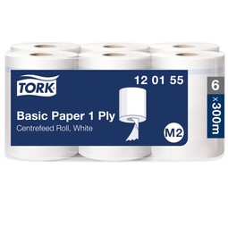 Tork Basic Centrefeed Wiping Paper M2 White 300M