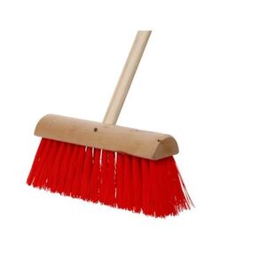 Dosco Heavy-Duty Synthetic Yard Brush with Handle Red 14"