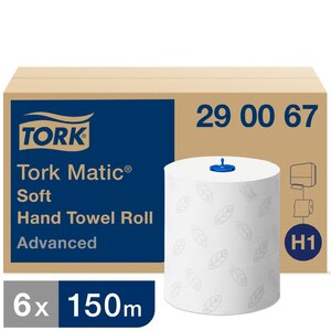 Tork Matic Soft Paper Hand Towel H1 White with Grey Leaf 150M