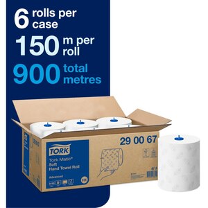 Tork Matic Soft Paper Hand Towel H1 White with Grey Leaf 150M
