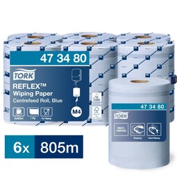 Tork Reflex Wiping Paper Centrefeed Roll M4 Blue 270M